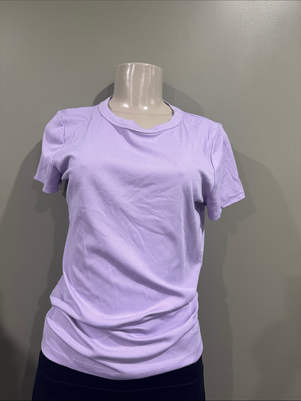Rebel Sugar Lavender Ribbed Short-Sleeve Top large